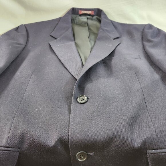Evan Picone Mens Navy Blue 100% Wool Sport Coat Suit Jacket Blazer Sz 40 READESC - Picture 5 of 14
